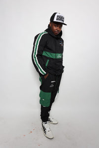 Unisex Tech Bandi Nylon Road Runner Sweatsuit (Black/Green)